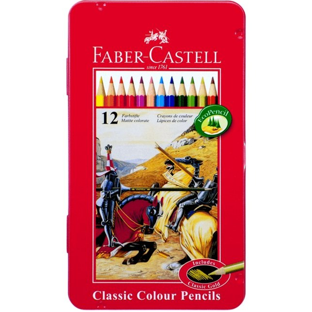 مداد رنگی 12 رنگ فابر کاستل مدل Classic بسته فلزی